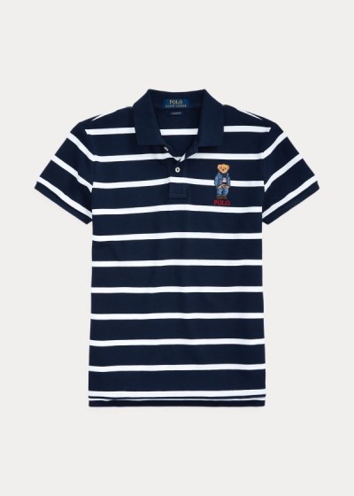 Camisa Polo Polo Ralph Lauren Mujer Azul Marino / Blancos - Classic Fit Bear - IGONW2105